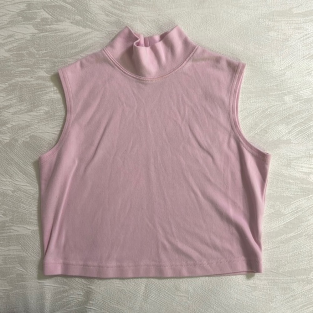 Pink Sleeveless High Neck Crop Top Size S/M